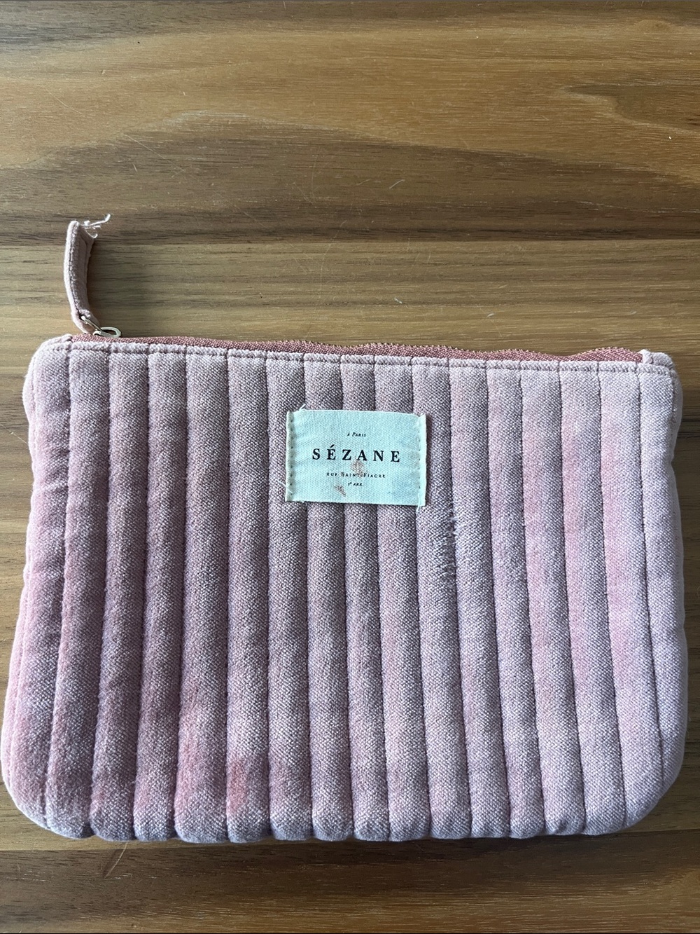 Sezane Quilted Velvet Makeup Pouch